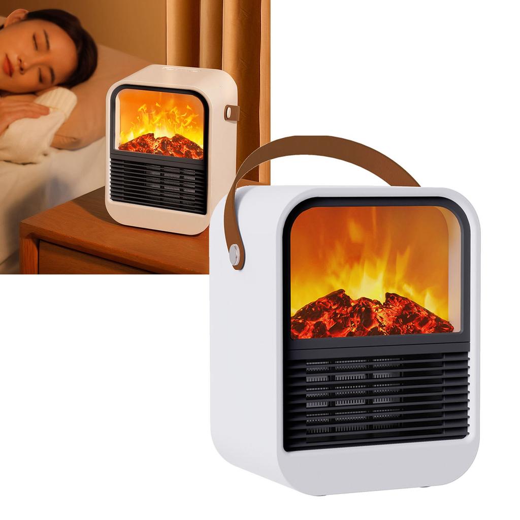 Portable Space Heater with Realistic Flame Overheat Protection Mini Electric Fireplace Heater for