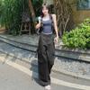Overalls women's summer high waist 1116 new ins trendy design sense niche retro wide-leg pants slim floor-mopping trousers