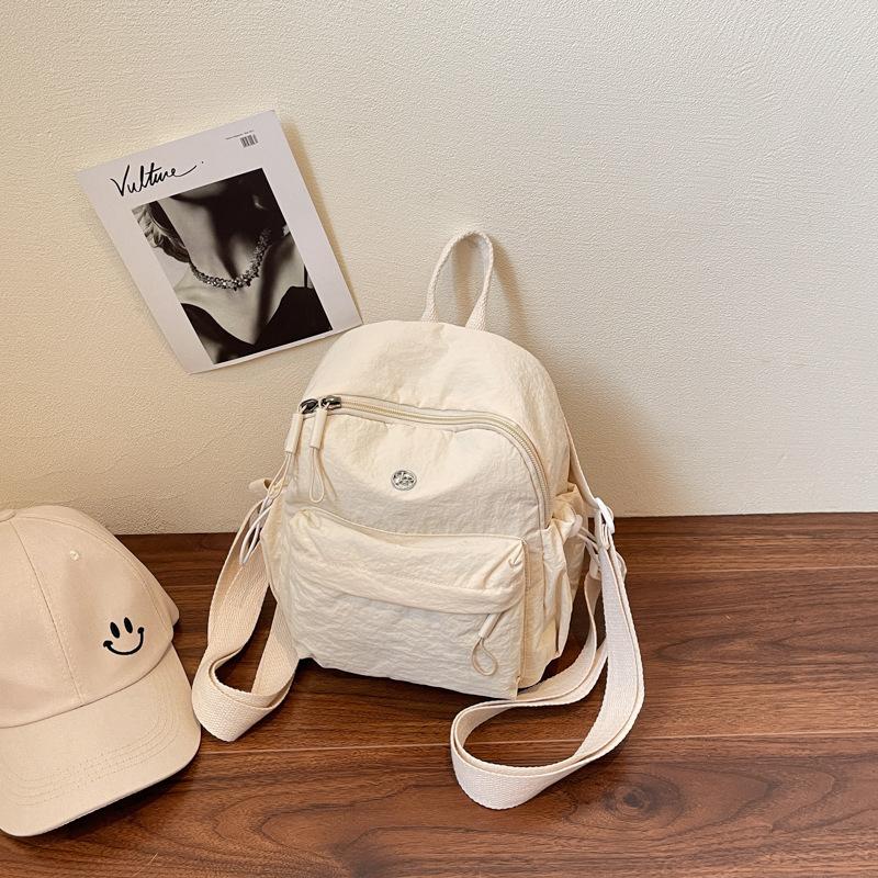 ins Korean version of nylon backpack new large-capacity casual small satchel versatile mini lightweight travel bag белый