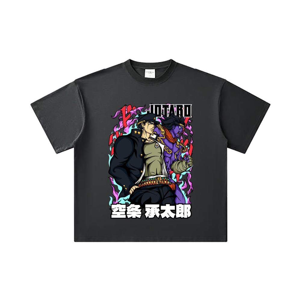 260 GSM Double Yarn 32 Count 100% Cotton Jojo_s Bizzare V2 Jotaro Print Unisex Heavy Cotton T Shirt