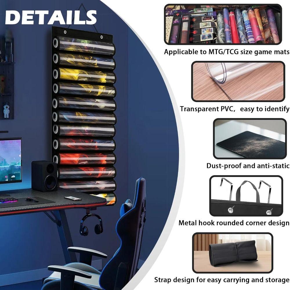 Plastic Slots Playmat Tube Transparent Playmat Storage Bag Game Mat Storage Wall Organizer