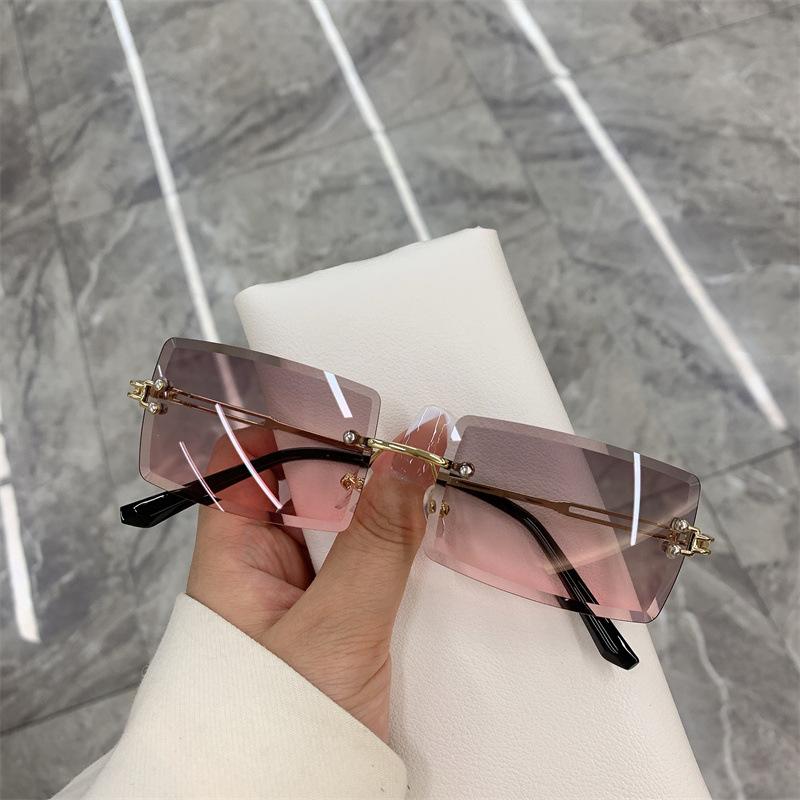 New Borderless Rectangle Sunglasses Women'S Metal Square Fashion Sun Glasses Women'S Summer Travel Eyewear Uv400