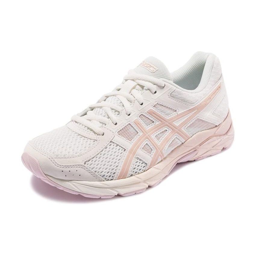 Asics Gel-Contend 4 Comfortable Fresh Fabric Synthetic Leather Cushioning Breathable Low-Top Casual Running Shoes Women sneaker White Pink T8D9Q-105