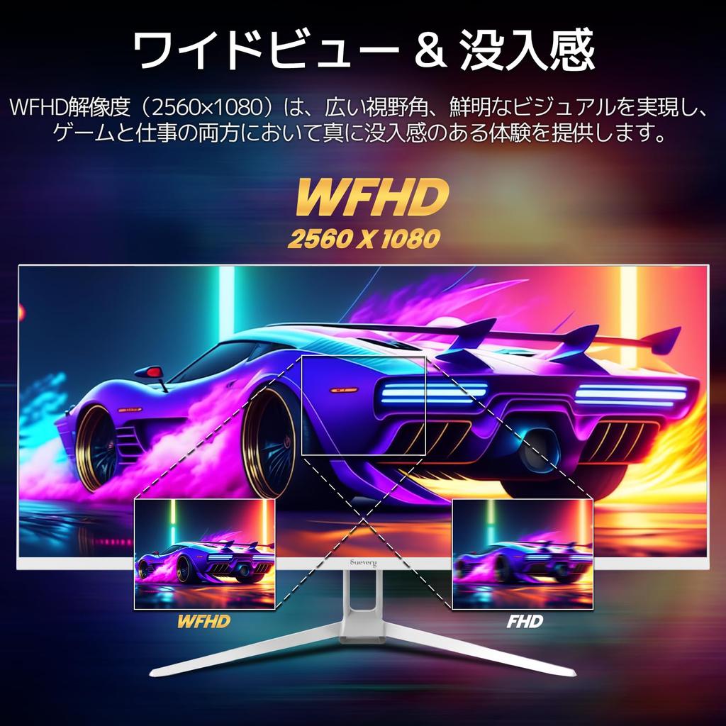 Suevery Flat Panel PC WFHD 120Hz IPS HDMI DP FreeSync Blue Light Tilt sRGB Wide Color Wall Mountable Ultra-Wide 34-inch Monitor, (2560x1080), Display,