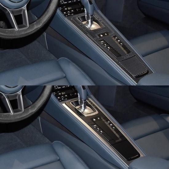 6Pcs Carbon Fiber Console Gear Shift Cover Trim For Porsche 718 Boxster Cayman