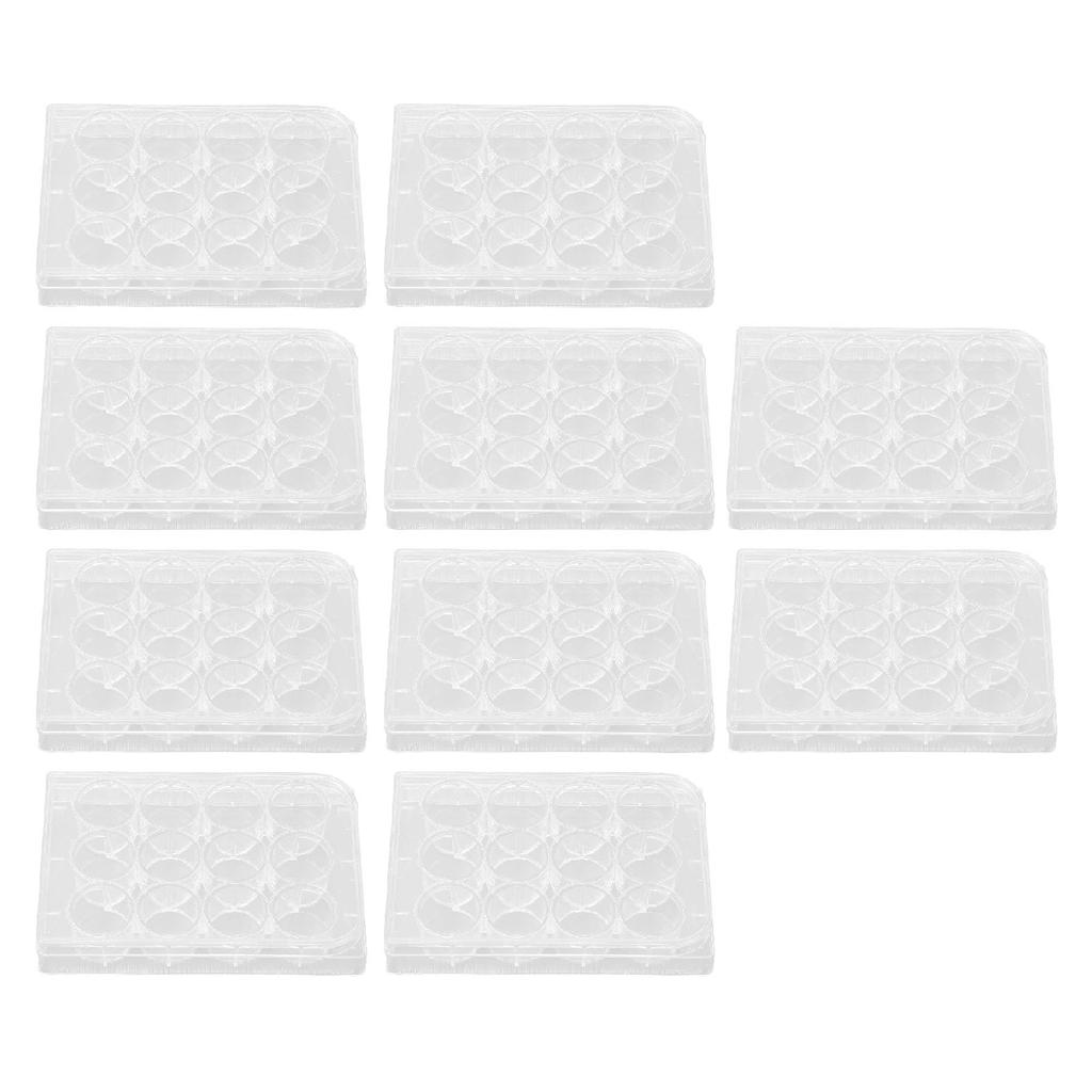 10 Durable Tissue Culture Plates (12 Wells) Widely Used for Laboratory Use, with Lids