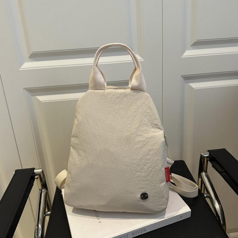 

Однотонный спортивный нейлоновый рюкзак Маленький рюкзак Ретро рюкзак Мини однотонная сумка через плечо Подарок бежевый