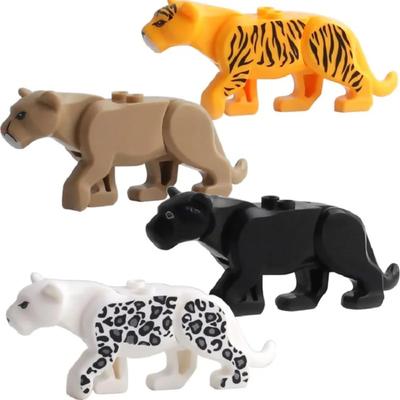 Tygr Puma Leopard Sněžný Leopard Mini Sada Zvířátek Akční Figurky Hračky Doplňky Pro Děti Dárek Stavebnice HračkyBrick