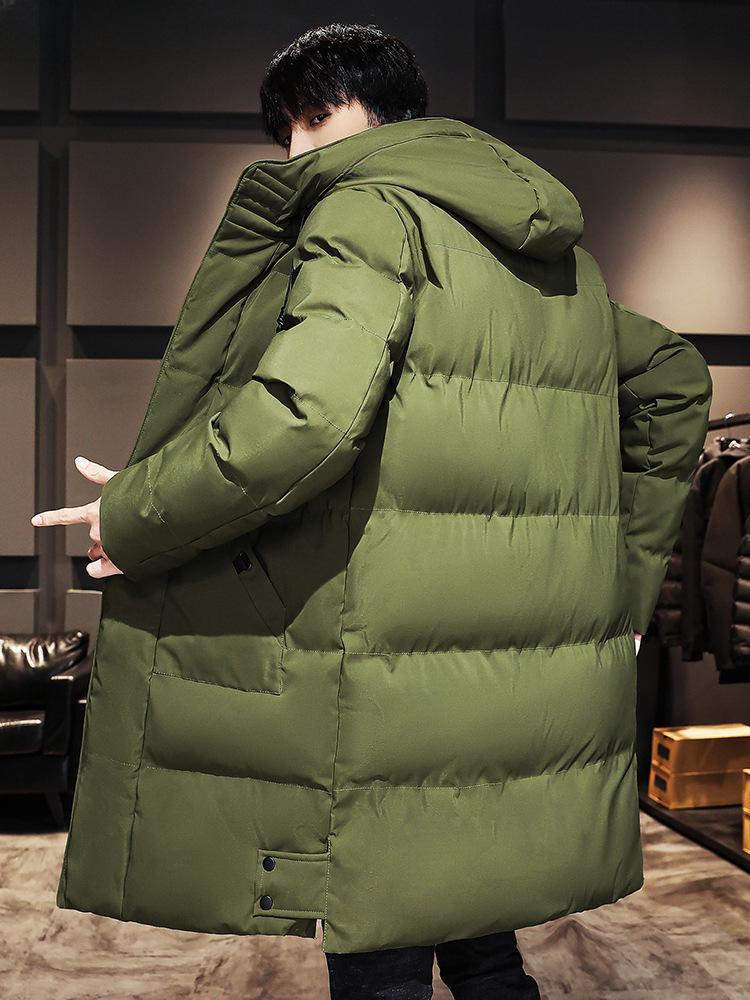 Men's Winter Mid-Length Hooded Cotton Coat - Plus Size, Thick & Warm, Cold-Resistant