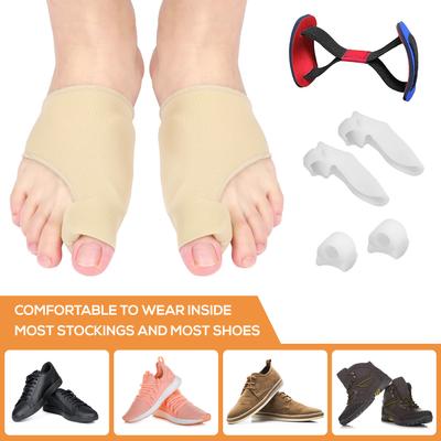 Set di correttori per alluce valgo da 7 pezzi Kit di manicotti protettivi per sollievo dall'alluce valgo Kit separatori per dita dei piedi Distanziatori Piastre