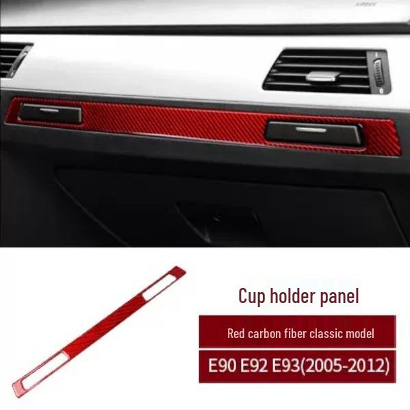 BMW E90/E92/E93 Seria 3 Wykończenie Wnętrza z Włókna Węglowego na Konsolę i Uchwyt na Kubek.