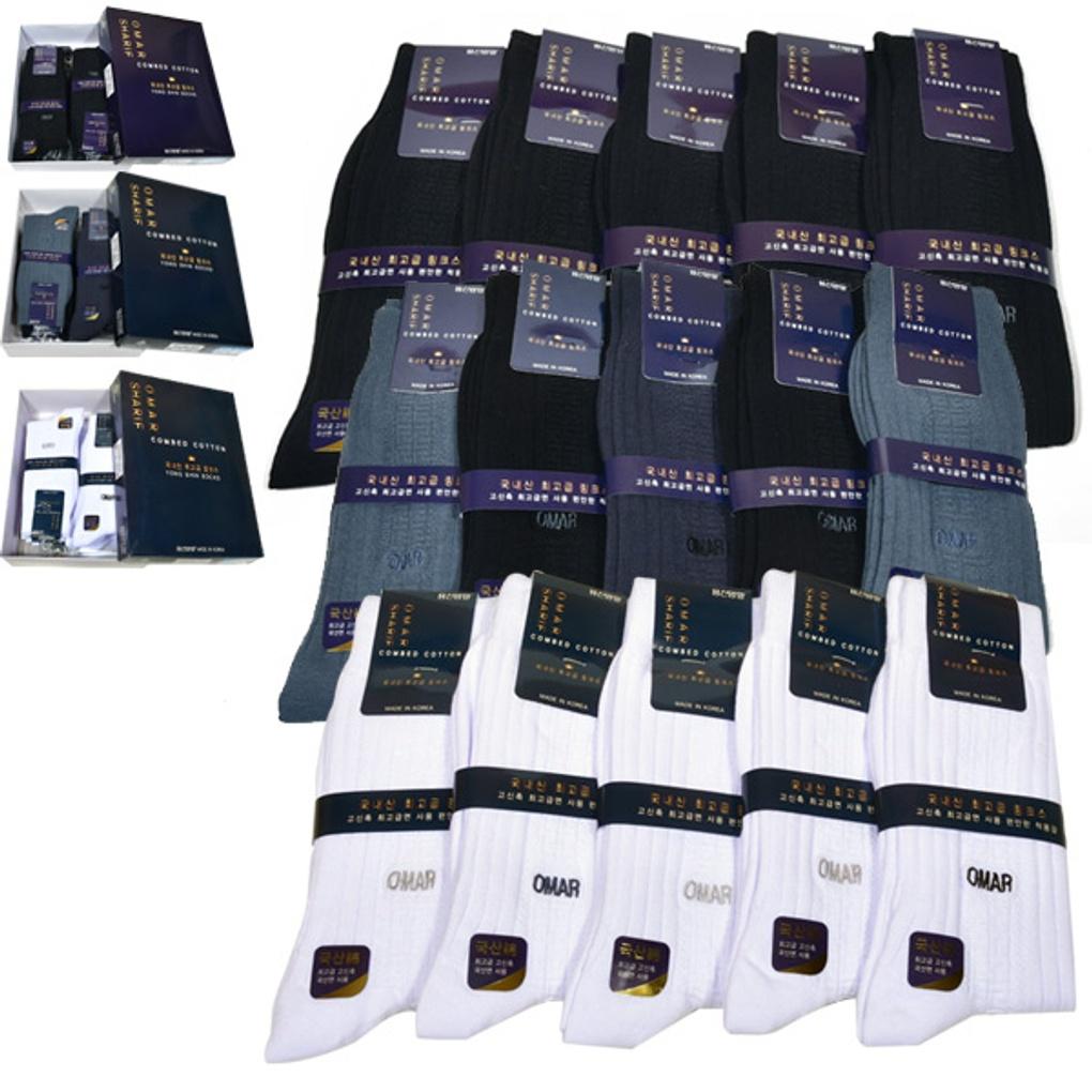 [Yongshin] Omar Sharif domestic cotton plain links gentleman s long socks 5 pairs of black