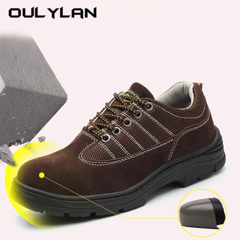 Oulylan Outdoor Comfortable Practical Safety Boots Breathable Steel Toe Labor Shoes Male Anti-smash Puncture Proof Work Sneaker