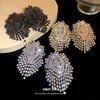 Silver Needle Diamond Geometric Tassel Earrings Light Luxury High-end Earrings European and American Fashion Exquisite Earrings Design Sense Niche