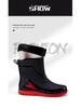 Men's Fleece-Lined Waterproof Rubber Rain Boots - Non-Slip, Warm, Outdoor, and Kitchen Safe