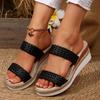 Fashion Women's Braided Wedge Heel Sandals Summer 2025 Plus Size Fashion Platform Slippers Woman Comfort Non Slip Beach Sandalias Mujer