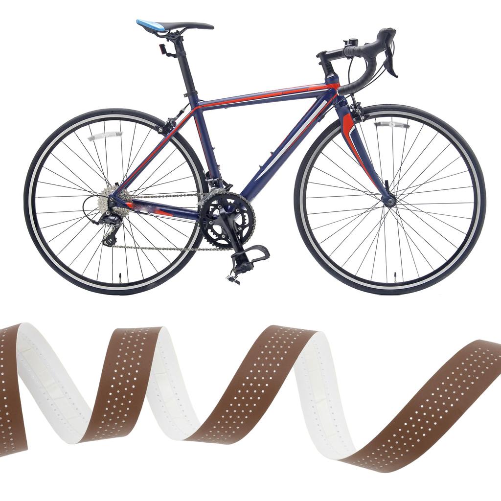 BULLSPANN 1 Pair Bicycle Handlebar Breathable Grip Tape for Road Bikes and Meters Light Brown Tape, Non-Slip, Shock-Absorbing, MTBs, 2.16 Long,