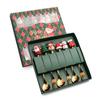 6Pcs/Set Stainless Steel Spoon Fork Set Santa Claus Snowman Deer Christmas Tree Hat Decor Tableware Holiday Party Supply