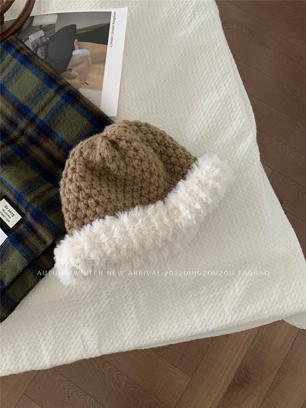 

Warm Plush Knit Hat For Women Cozy Winter Beanie With Protection Ear верблюд