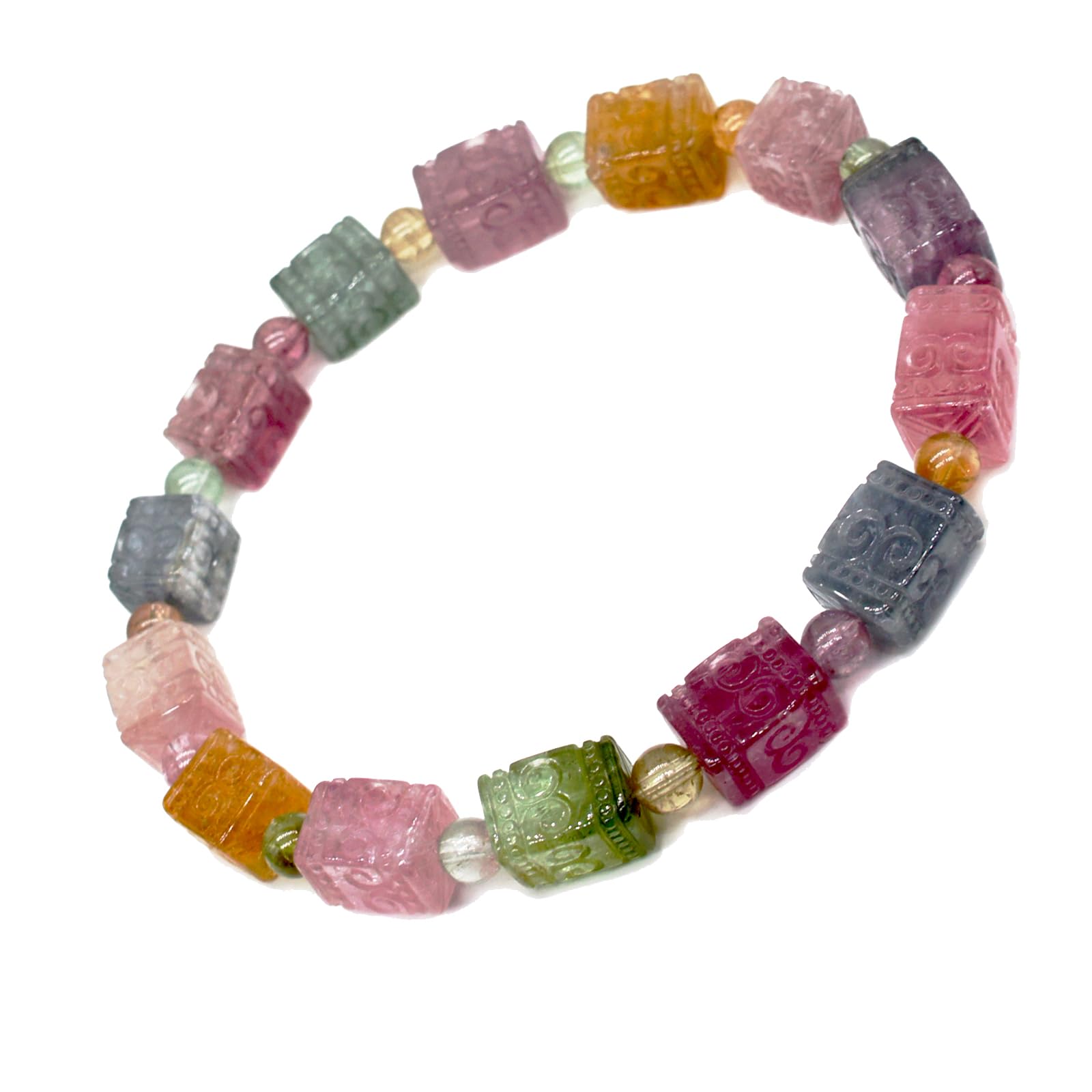 

Bracelet Tourmaline Multicolor Natural Stone Carefully Selected High Quality October Birthstone Good Luck Comes with Bead Thread Wire and Rubber Goods