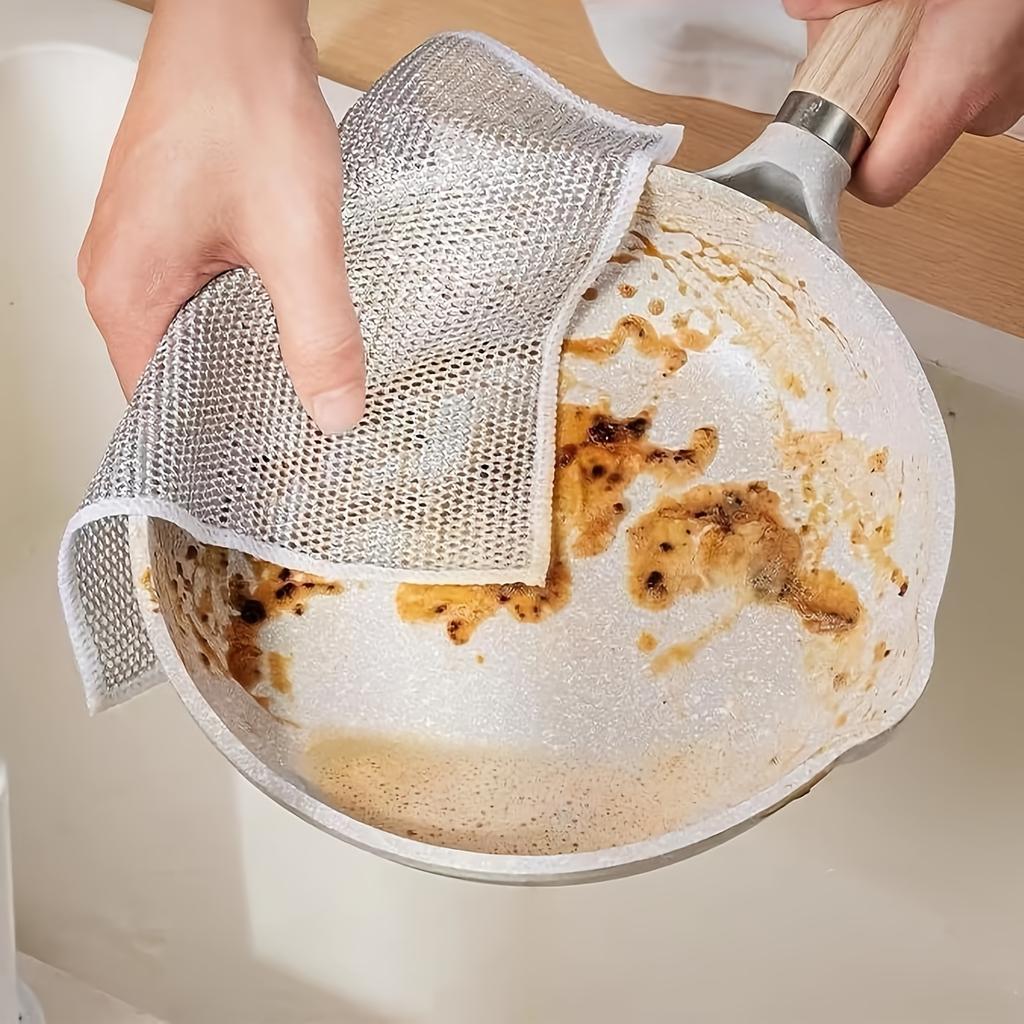12pcs, Wire Dishwashing Cloth, Non-Stick Mesh Dish Cloth, Modern Cleaning Pads, Stove & Pot Scrubbing Wipes, Hood Sink Cleaner