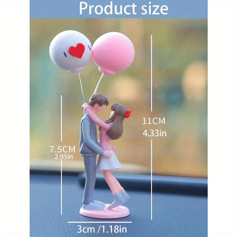 Car Dashboard Center Console Decoration-Embrace Couple Holding Balloon Figurine