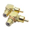 Copper Gold-Plated 90° RCA L-Shaped Male To Female Adapter