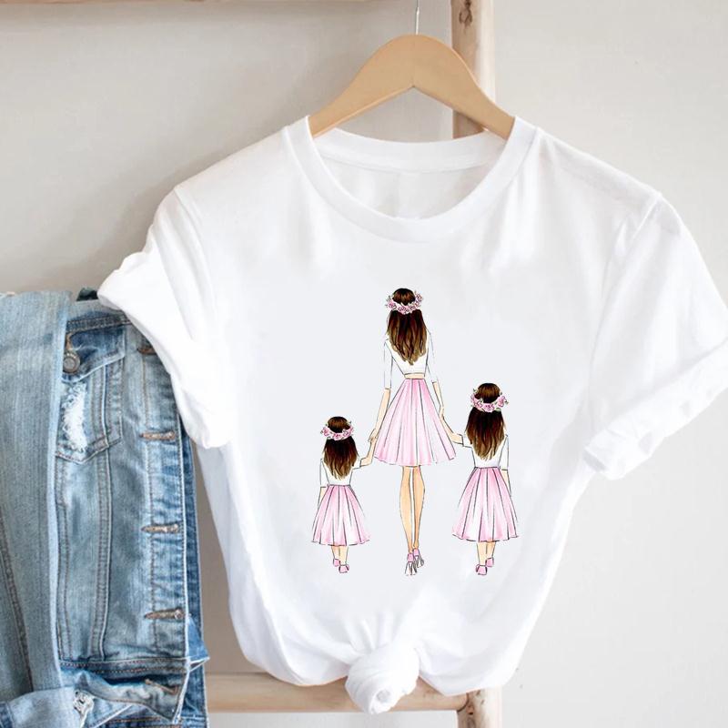 Watercolor Short Sleeve Mom Mother Mama 90s Women Clothing Casual Print Tee Top Summer Fashion T-shirt Lady Female Graphic T-shirt