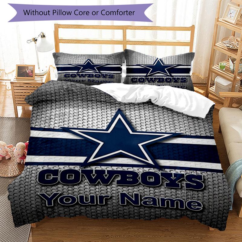 Cowboys Gear Custom Name Text Print 1Pc Bedding Set Duvet Cover With Two Pillowcases Soft Bed Linen For Household Bedroom