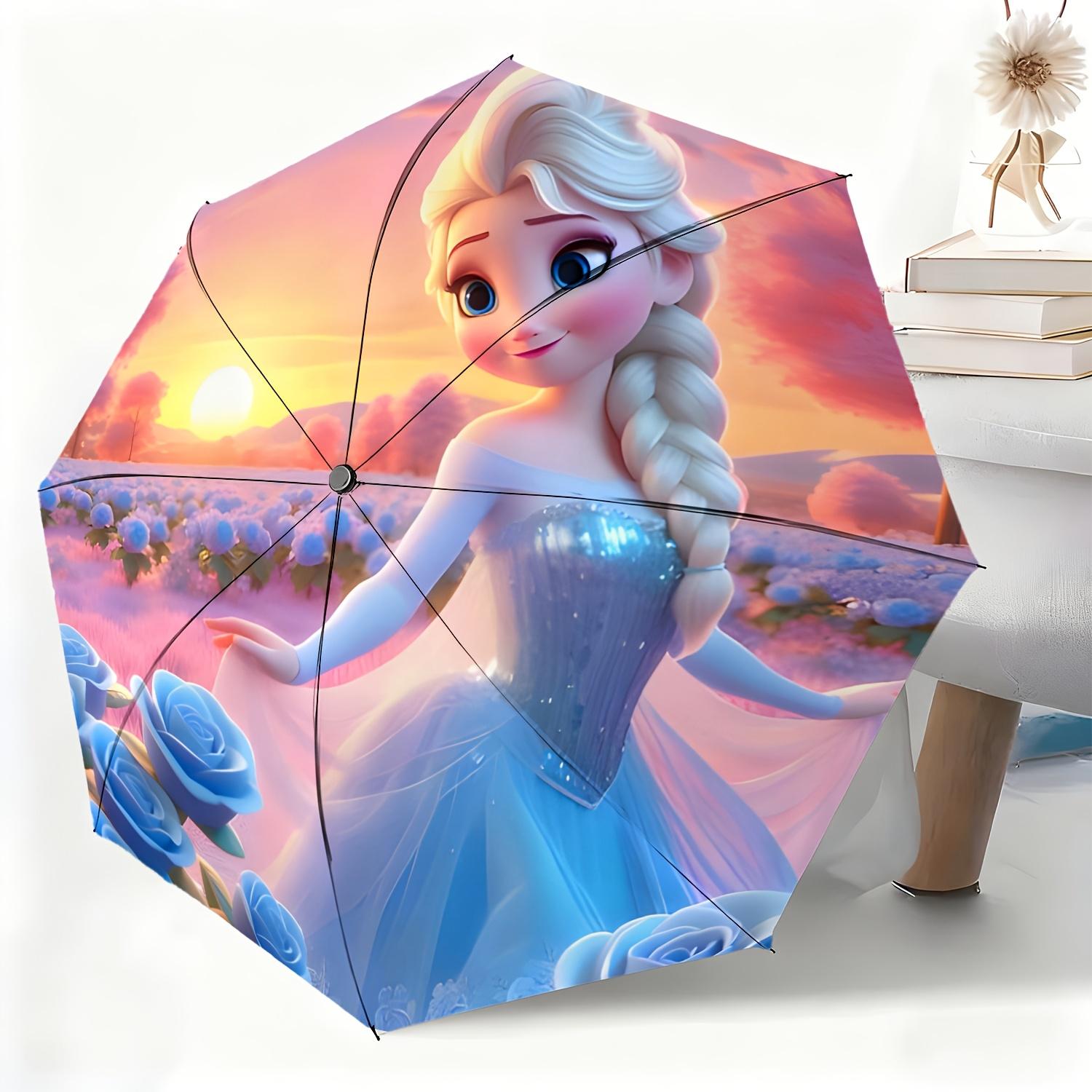 

A Fully Automatic Umbrella Featuring Princess Elsa, Suitable for All Occasions As a Rain And Sun Umbrella, Portable And Foldab (as the picture,Iron&8K)