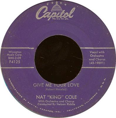 7-Zoll-Schallplatte NAT KING COLE - Give Me Your Love F4125 Capitol Records 1959 US Jazz Gebraucht