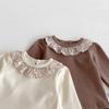 2025 Korean Style Floral Lace Peter Pan Collar Long Sleeve Baby Girls' Top