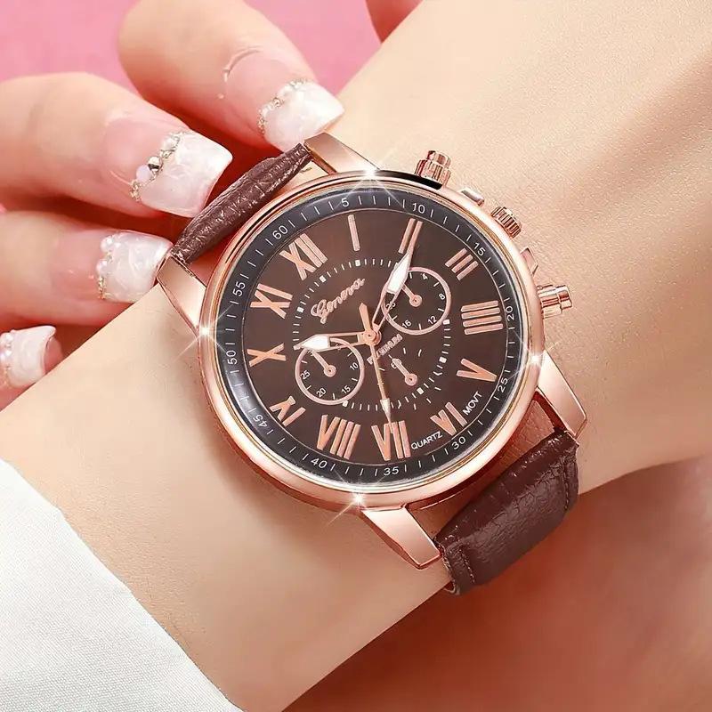 Drainage Women'S Belt Watch Geneva Quartz Strap Fashion Women'S Watch Roman Scale Hand