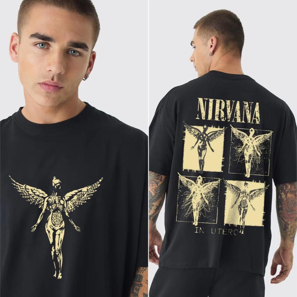 Rock Band Nirvana in Utero Album Graphics Polyester T-shirt 2026 Summer High-Quality Men's and Women's Fashion Streetwear T Shirt