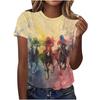 Nuova T-shirt da Uomo a Manica Corta con Stampa 3D di Cavalli da Corsa Personalità Animale Cavallo Girocollo Estiva Casual Abbigliamento Donna