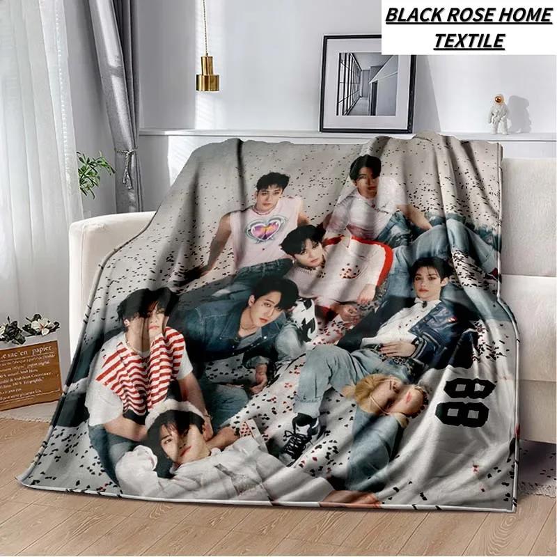 Manta con estampado de Arte de moda KPOP stray-kids Idol, sof de sala de estar, manta de felpa suave para dormir, Sbana de