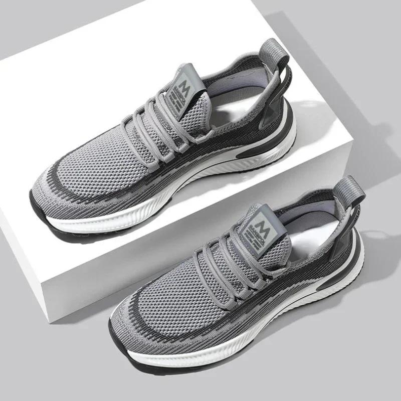 Fashion Men Casual Sneakers Breathable Lace Up Sports Shoes Male Autumn Running Shoes Mesh Comfortable Soft Sole Non Slip Mens Shoes