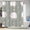 Whimsical Sheep Print Shower Curtain Set for Bathroom Decor Pink White Floral Design Fabric Bath Rug with Rings TaurusDuan