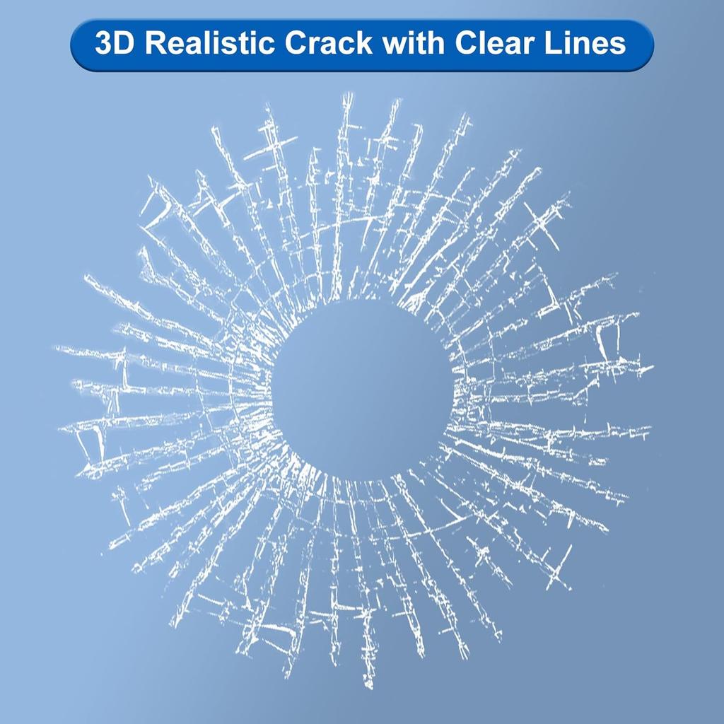 3D Prank Tricky Broken Glass Sticker Car Window Ball Hits Self Adhesive Funny Car Stickers (Golf)