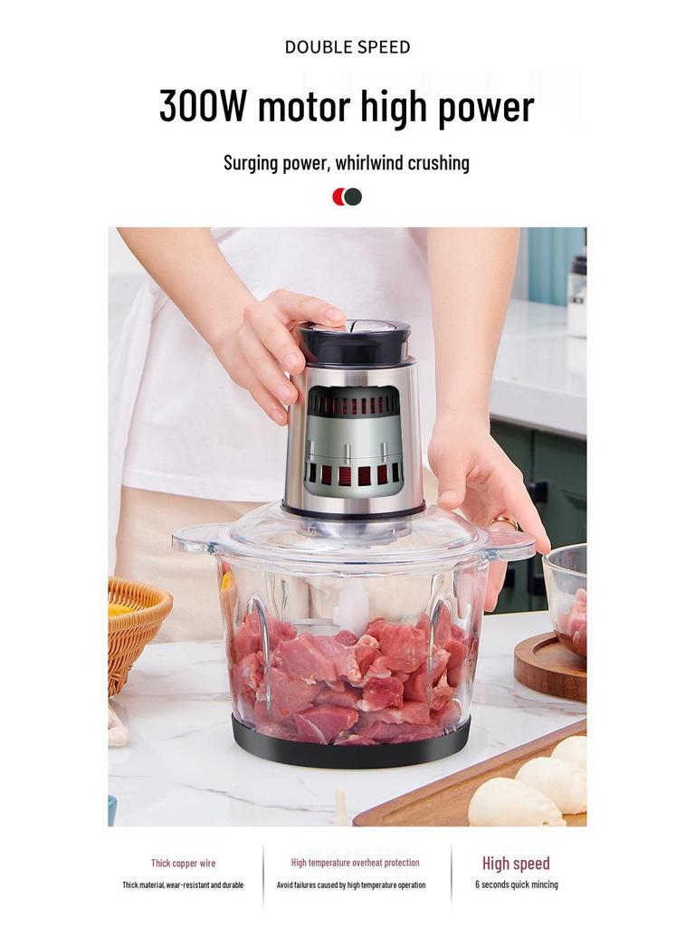 Electric Stainless Steel Multi-functional Meat Grinder & Food Processor for Dumpling Filling, Garlic Paste, and Vegetable Chopping - Free Shipping