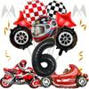12pcs Racing Party Decoration 40inch Black Number Balloon Plaid Balloon Tire Motorcycle Balloon Striped Racing Tire Grid Digital