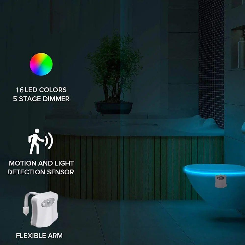 Toilet Night Lights 16-Color Changing Inside Toilet Glow Lamp LED Nightlight Motion Sensor Activated Bathroom Decoration