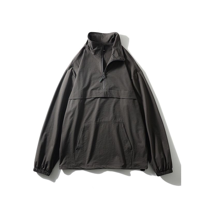 Outdoor Functional Half-Zip Pullover Jacket for Men, Spring and Autumn Style, Stand Collar Sweatshirt, Export Men s Sports Jacket Black L