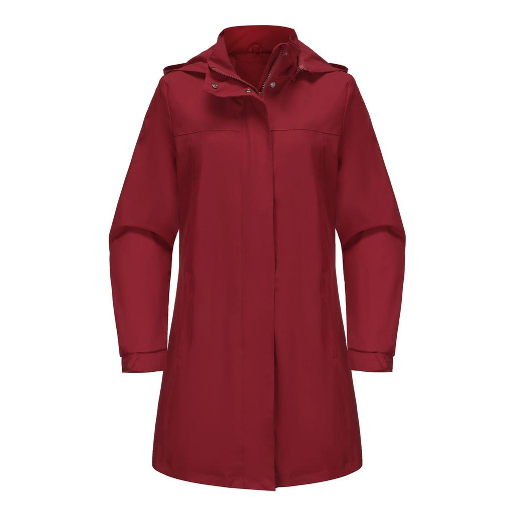 Spring and Autumn Detachable Hat Water Repellent Windbreaker Women's Solid Color Long-sleeved Thin Jacket Casual Women's Clothing