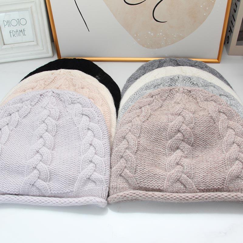 Autumn and Winter High-quality Wool Fashion Crimping Temperament Versatile Pullover Hat Solid Color Simple Warm Elegance Stacking Hat