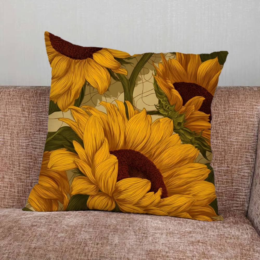 Sunflower Pillow Case Pillowcase Home Sofa Cushions Car Cushions Pillowcover Office Pillowshell Pillow