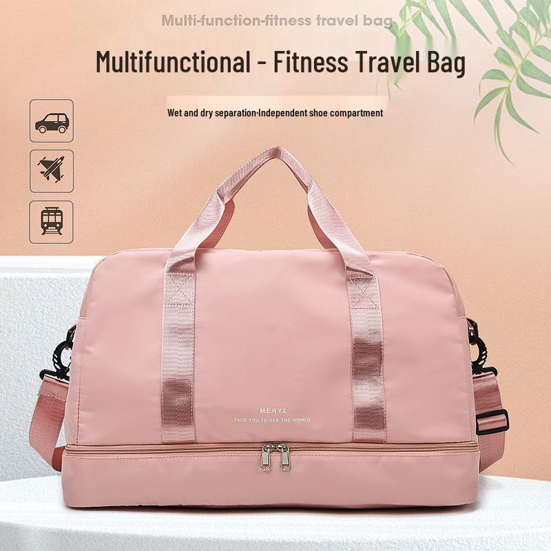 Women's Large Sports and Fitness Bag with Shoe Compartment and Wet/Dry Separation for Yoga, Travel, and Business Trips.