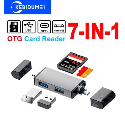 USB 3.0 SD TF Card Reader OTG Adapter USB Flash Drive USB3.0 2.0 Micro To Type C 7 In 1 Smart Memory Card Reader Accessories