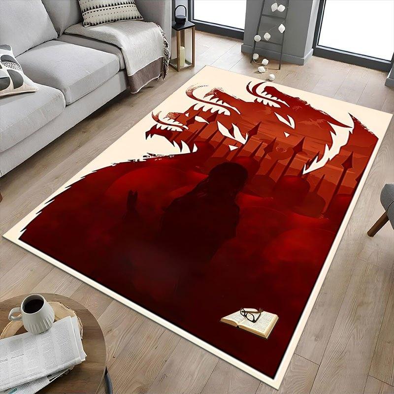 1pc Fire and Blood Office Carpet Chair Mats, Home Decor Mat | Fantasy Theme Mat | Durable Mat, Dragon DecorB02
