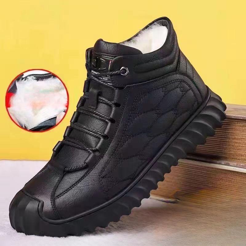 Silné zimní zateplené pánské boty pro volný čas s fleecovou podšívkou Hrubé spodní protiskluzové boty